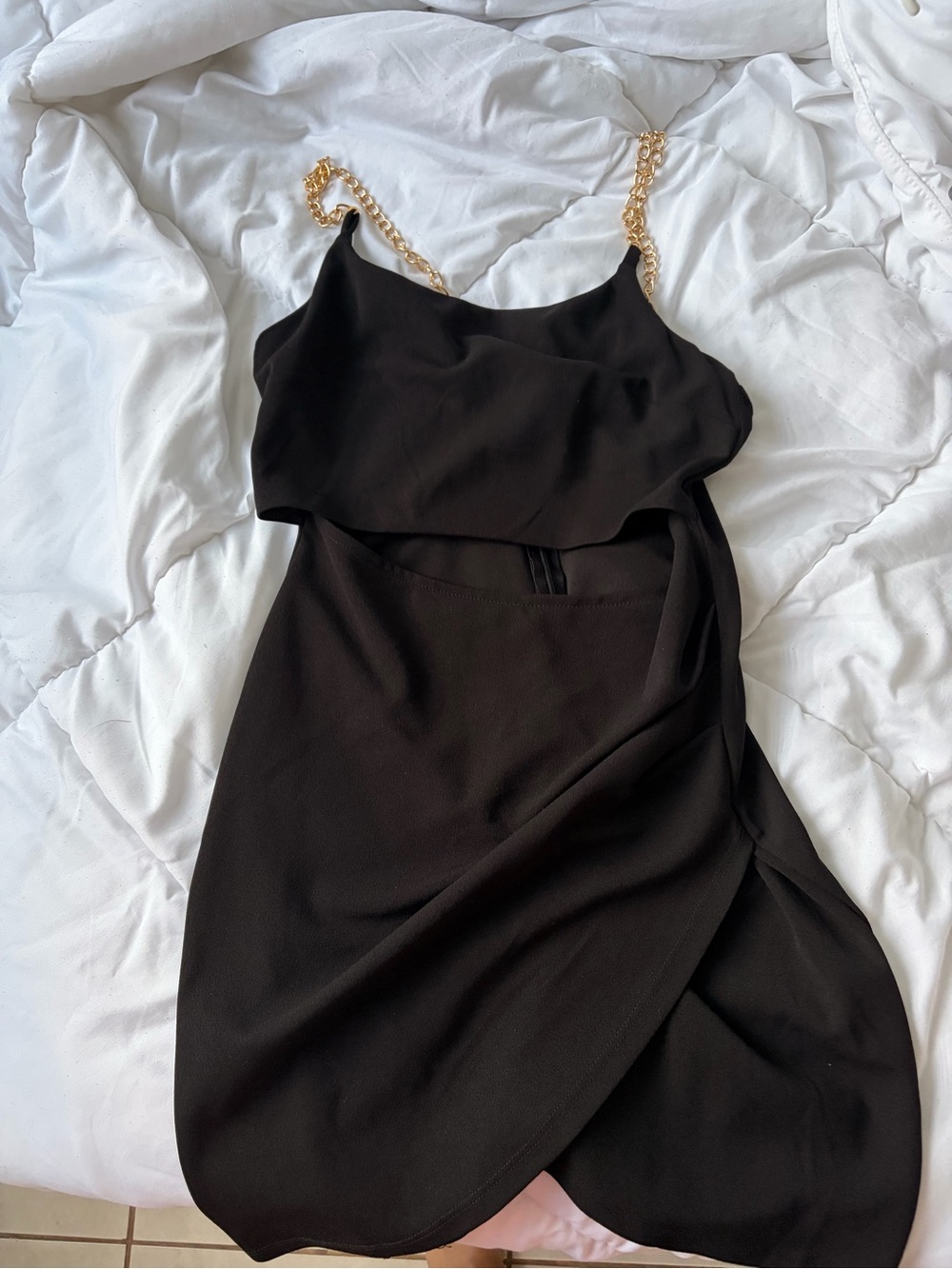 Black Chain-Strap Midi Dress